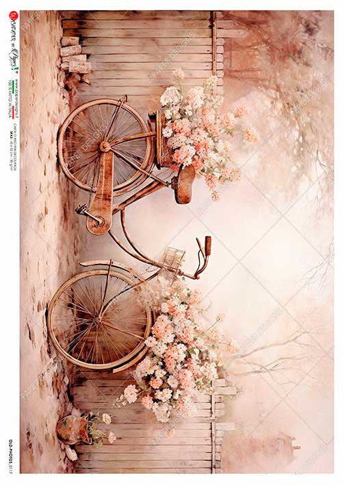 Paper Designs Vintage Floral Bicycle Rice Paper