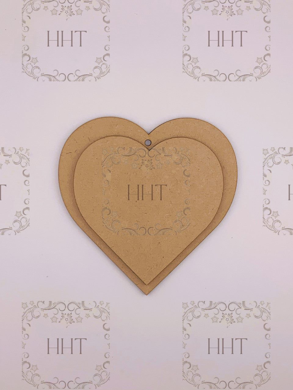 MDF Layered Heart Ornament, 2 pieces