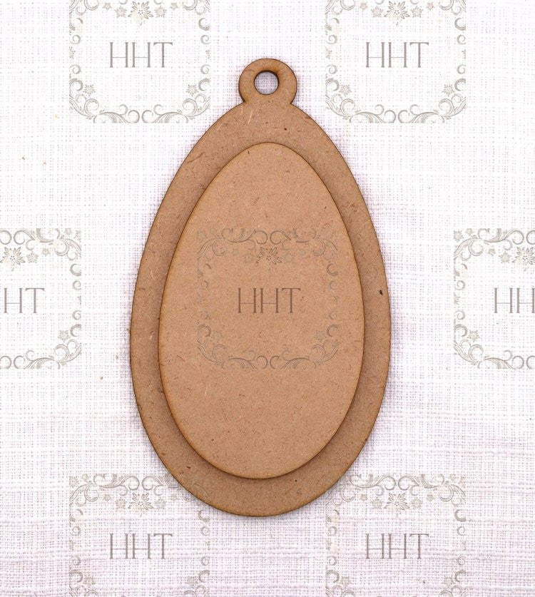 Handcrafted Holiday Traditions MDF Easter Egg Ornament w/ Center Overlay 2 pc