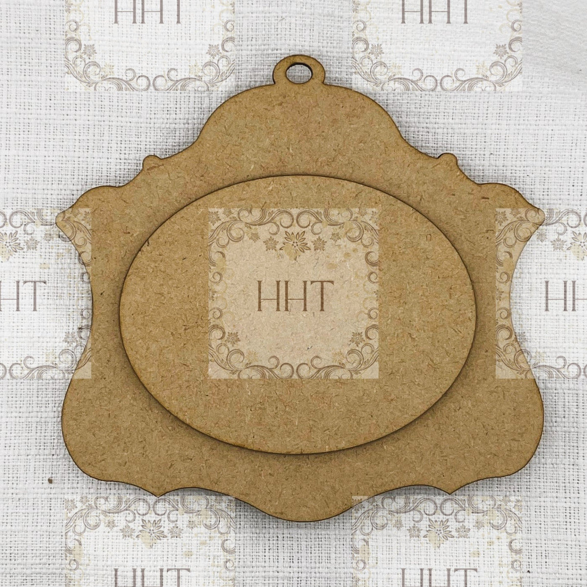 HHT MDF Vintage Style Ornament 4.25" x 3.5"