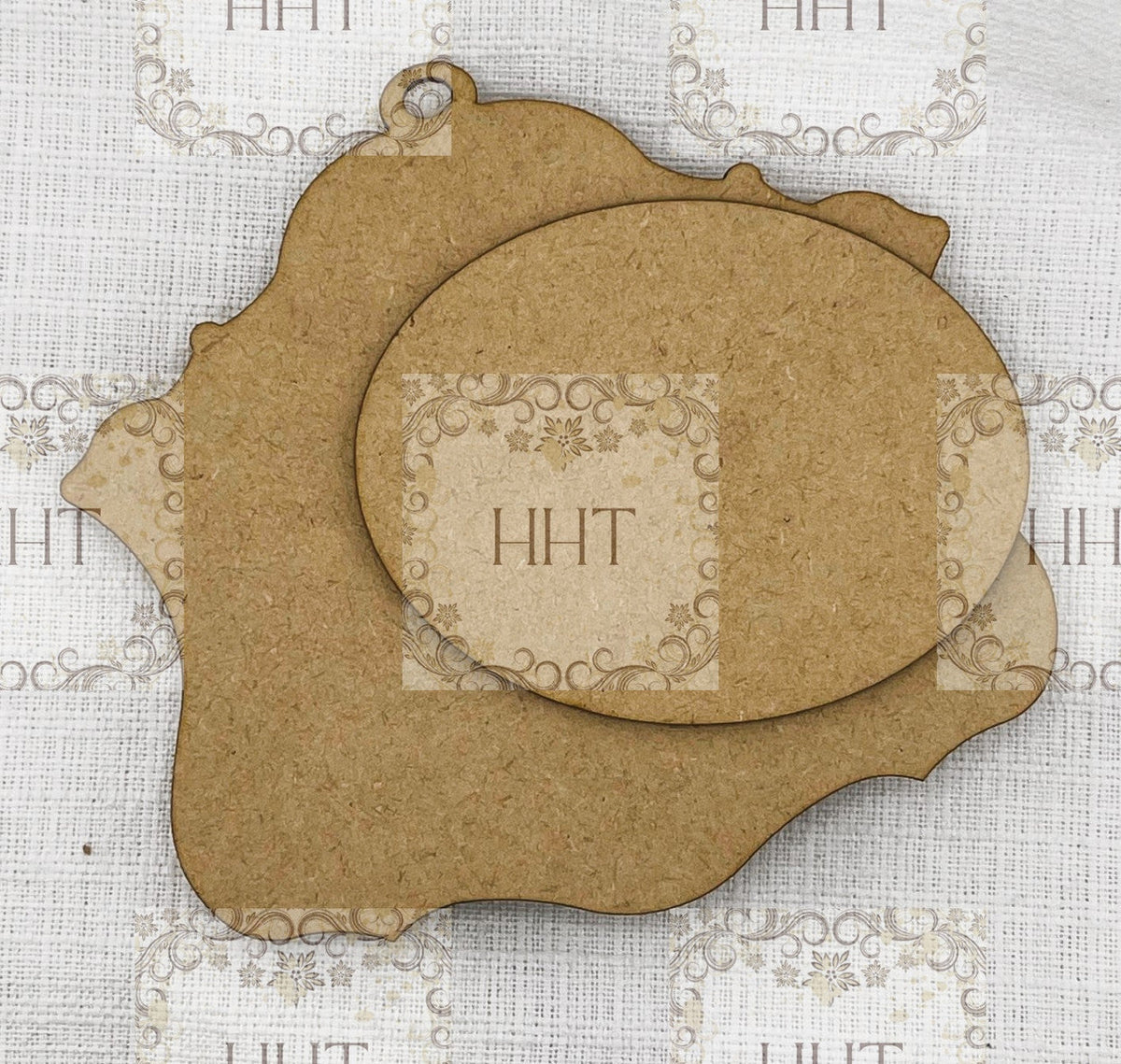 HHT MDF Vintage Style Ornament 4.25" x 3.5"