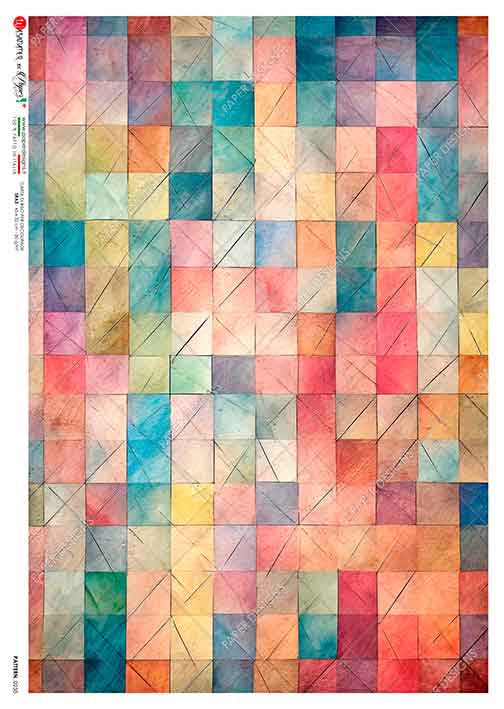 Paper Designs Colorful Squares A4 Rice Paper