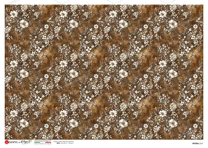 Paper Designs Brown and White Dainty Florals Rice paper