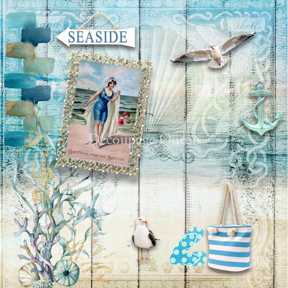 Decoupage Queen Seaside Greetings Scrapbook Set