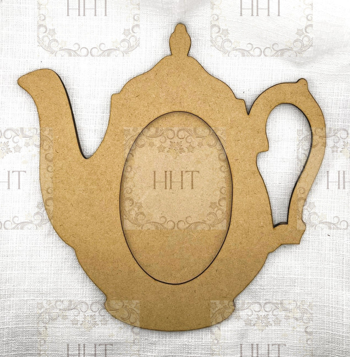 HHT MDF Tea Pot Plaque with Overlay Frame 11" x 10.75"