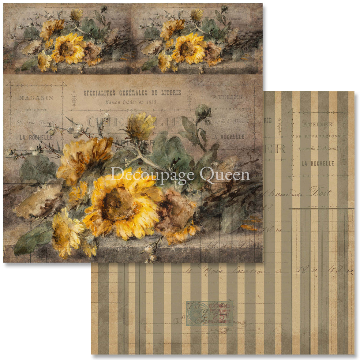 Decoupage Queen Sunflower Ephemera Scrapbook Set