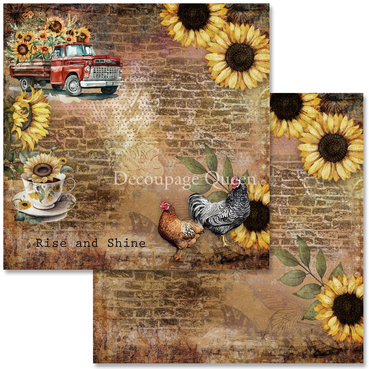 Decoupage Queen Sunflower Ephemera Scrapbook Set