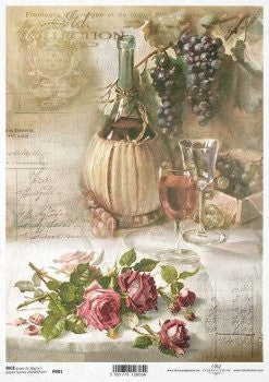 ITD Collection Wine Script with Roses