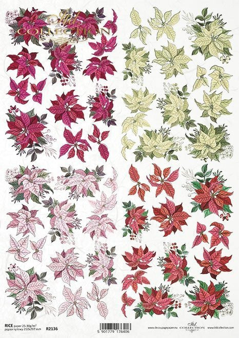 ITD Collection 4 Pack of Poinsettias