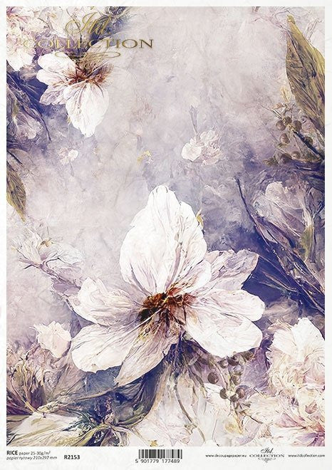 ITD Collection Soft White Bloom A4 Rice Paper