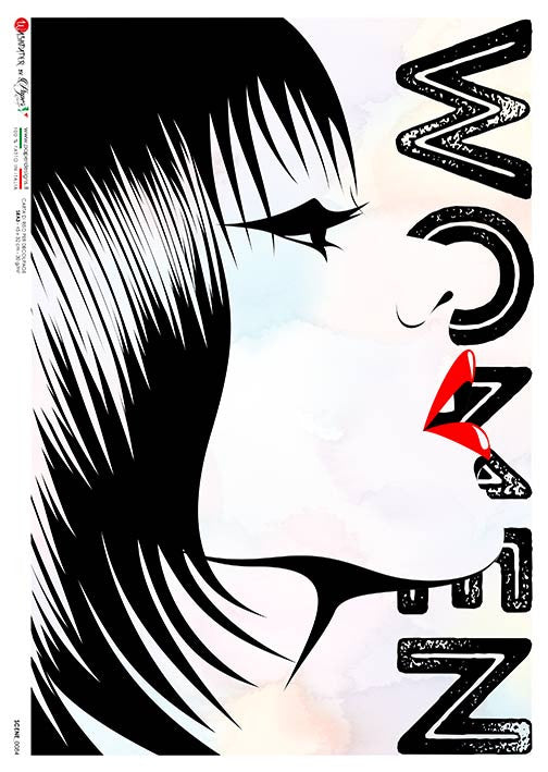 Paper Designs Profile Drawing Red Lips Woman Rice Paper