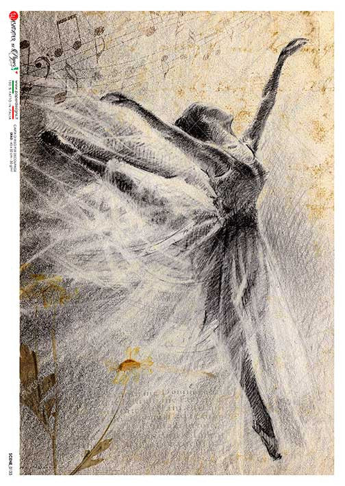 Paper Designs Rice Paper Graceful Ballerina Scenes 0133