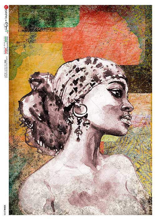 Paper Designs Rice Paper Woman with Headwrap Scenes 0135