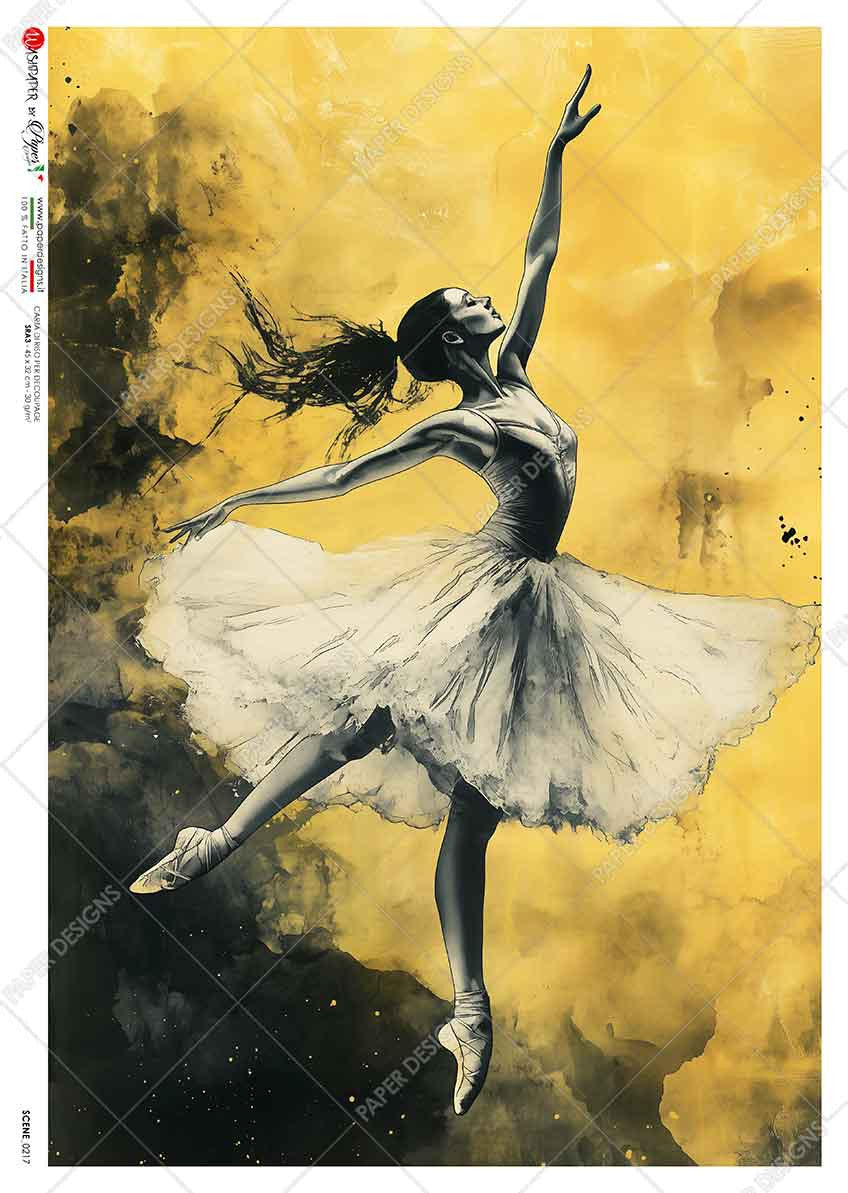 Paper Designs Yellow Ballerina I Rice Paper