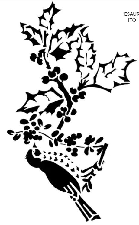 Calambour Bird and Holly A4 Stencil