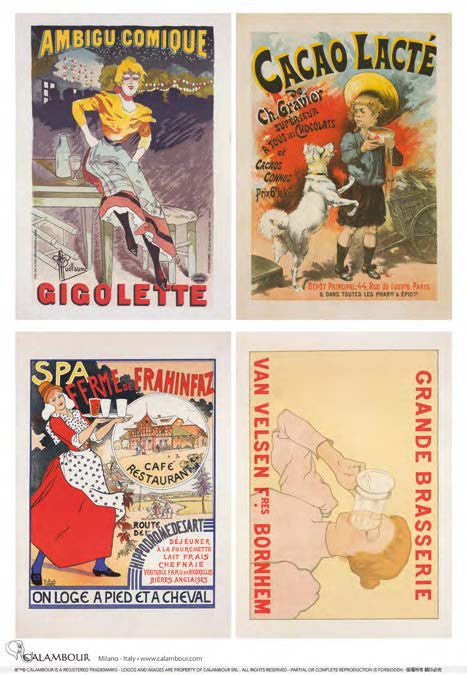 Calamboour Vintage French Posters 4 Pack A3 Rice Paper