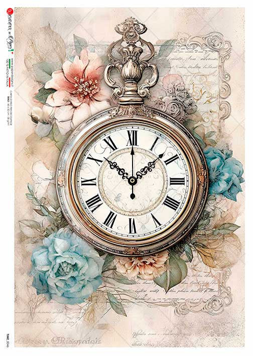 Paper Designs Floral Timepiece Rice Paper
