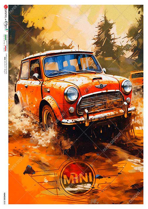 Paper Designs Orange Mini Cooper Rice Paper
