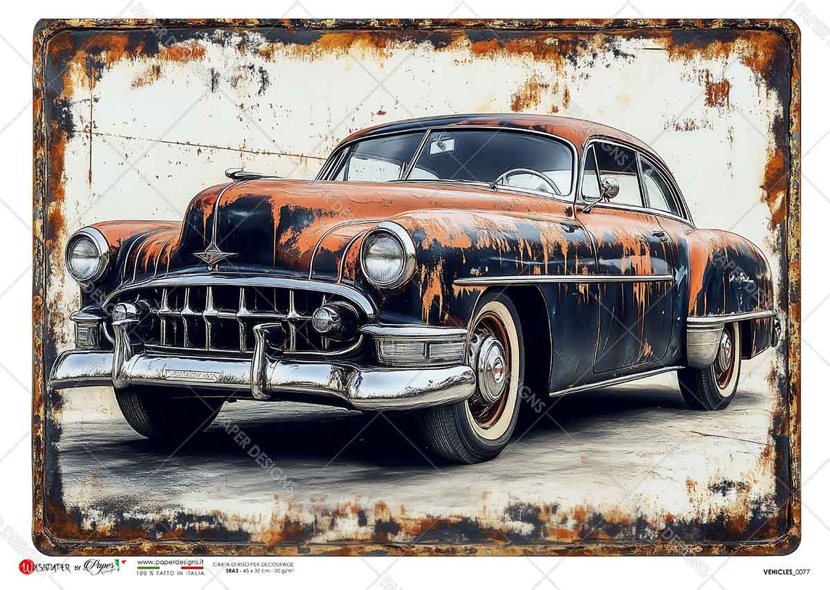 Paper Designs Grunge Vehicle Tin Sign I Rice Paper