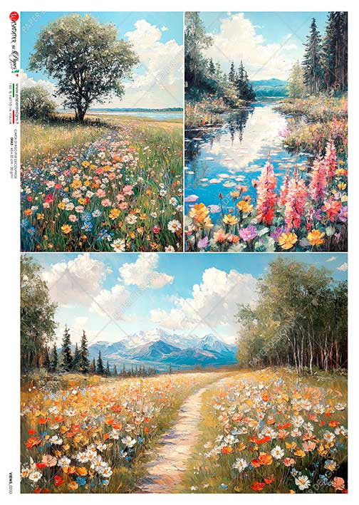 Paper Designs Three Meadow Views Rice Paper