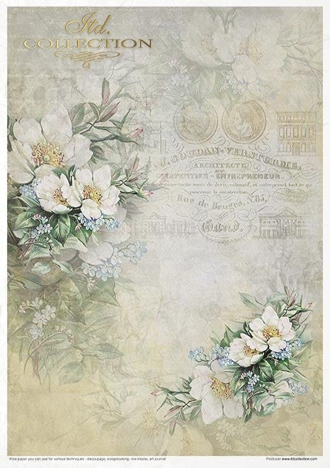 ITD Collection Rice Paper Pack Flower Post White