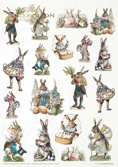 ITD Collection Rice Paper Pack of 11 A4 Easter Bunny