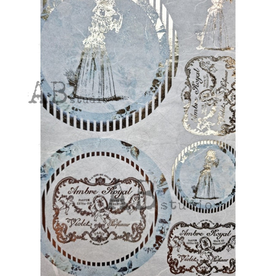 AB Studios Gilded Victorian Ladies and Labels Rice Paper A4 0047