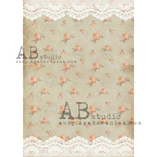 AB Studios Rice Paper Shabby Rose Wallpaper Pattern