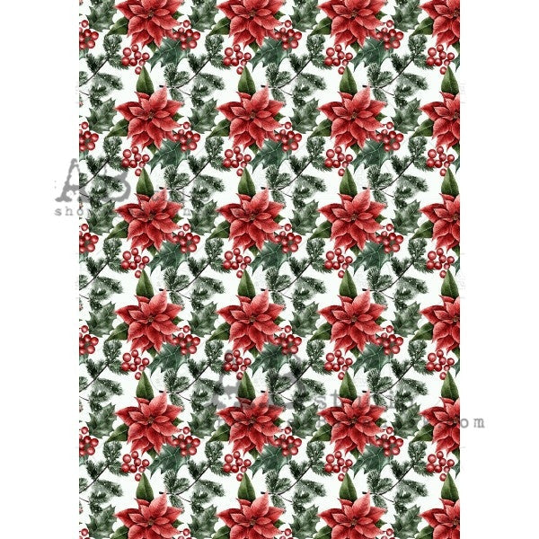 AB Studios Poinsietta Pattern Rice Paper A4 0432