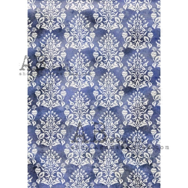 AB Studios Rice Paper A4 Indigo Damask