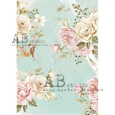 Soft Botanical Floral Pattern Decoupage Paper – A4