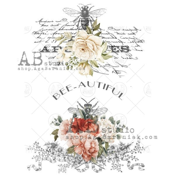 AB Studios Rice Paper A4 Large Rose Labels