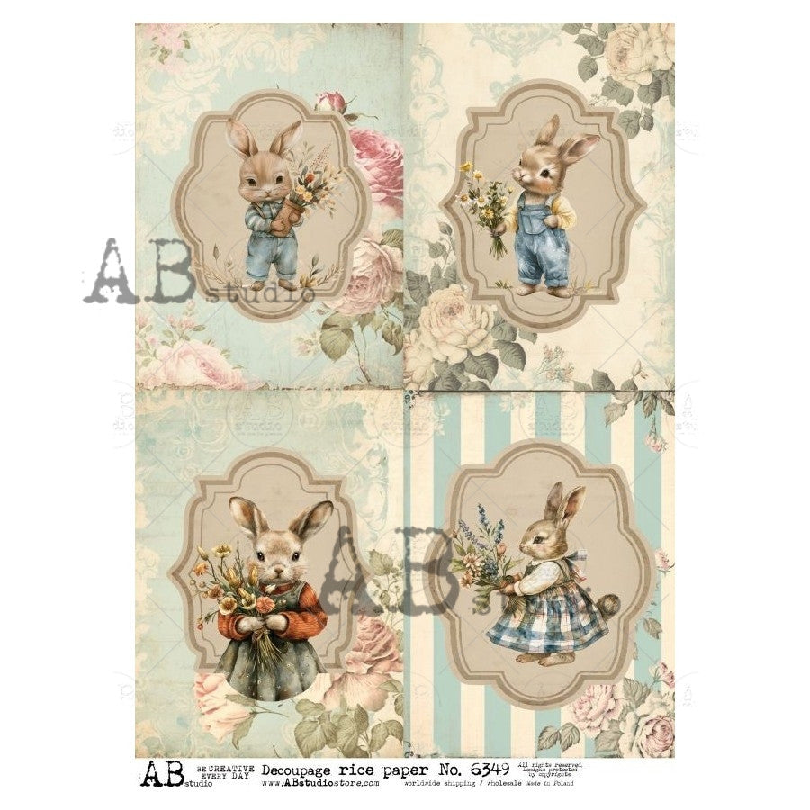AB Studios Four Easter Country Scenes A4 Rice paper
