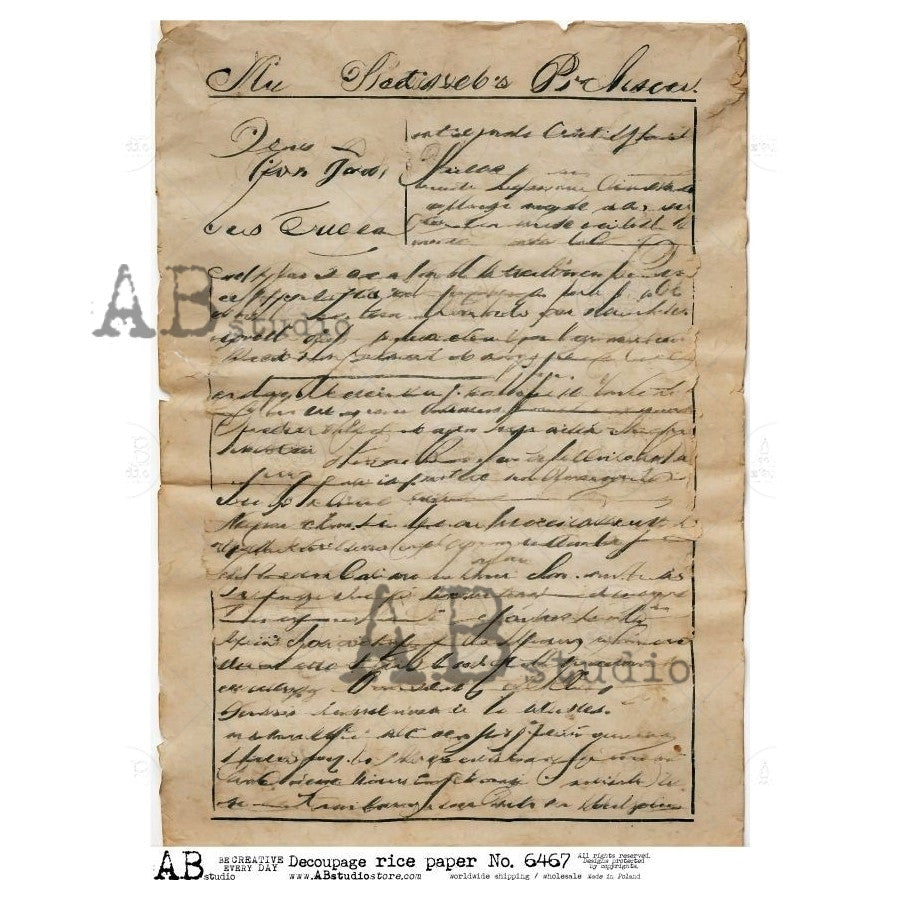 AB Studios Manuscript Page Rice Paper