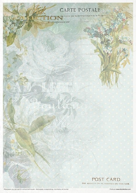 ITD Collection Rice Paper Pack Flower Post Forget me Not