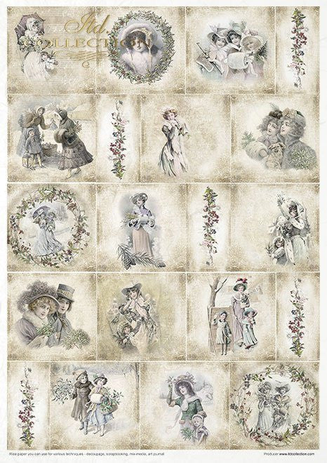 ITD Collection Rice Paper Pack of 11 Vintage Advent Calendar