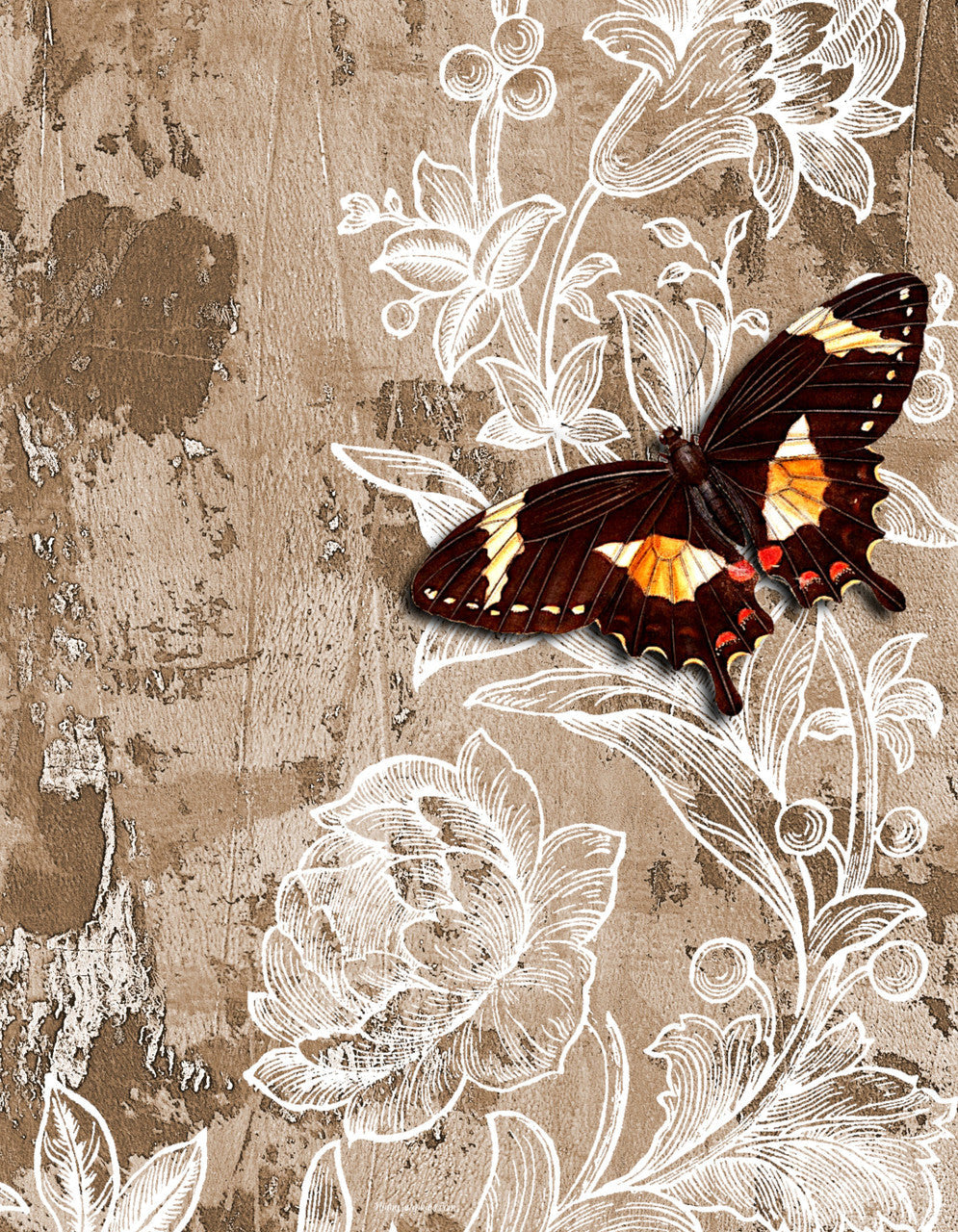 Ninny's Napkins -Brown Butterfly- Tear Resistant Tissue Paper - Size A3