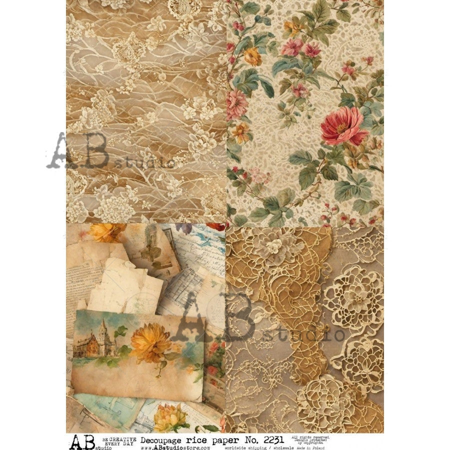 AB Studios Stained Tapestry Four Pack A4 Rice Paper