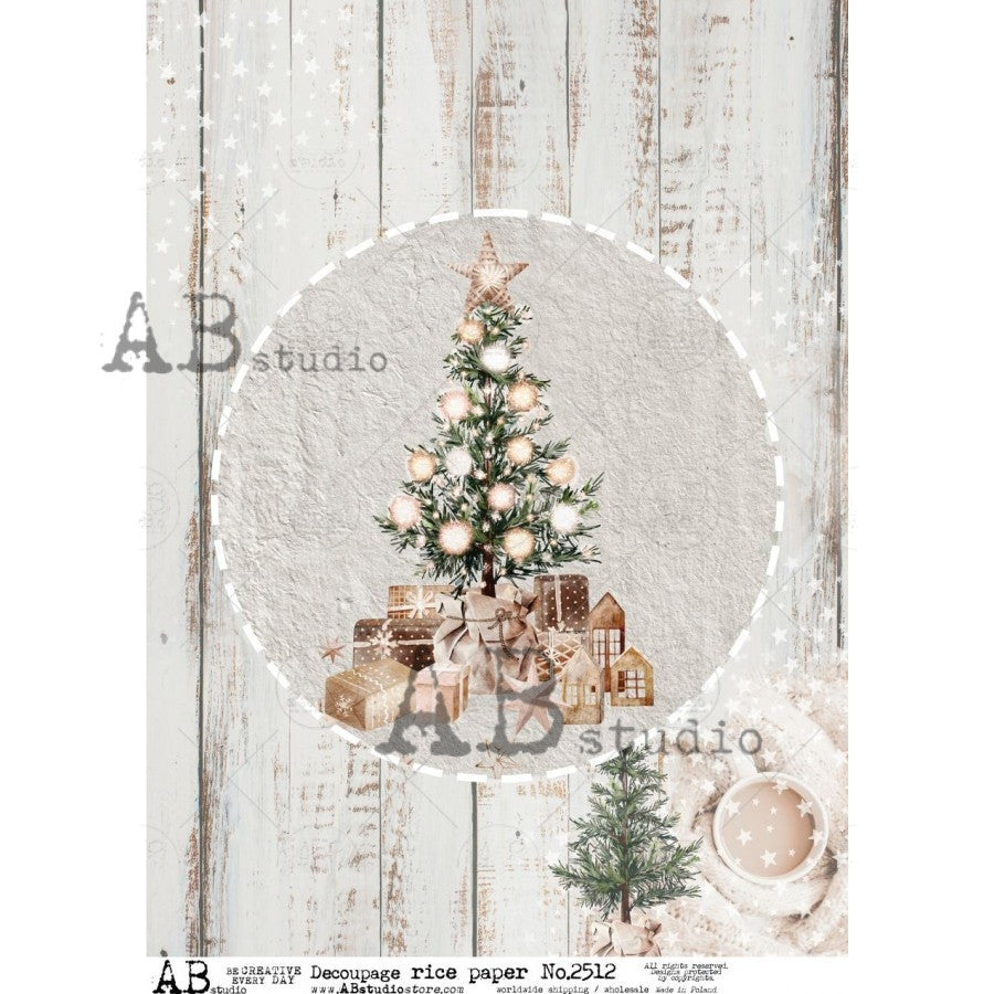 AB Studios Farmhouse Christmas Tree A4 Rice Paper