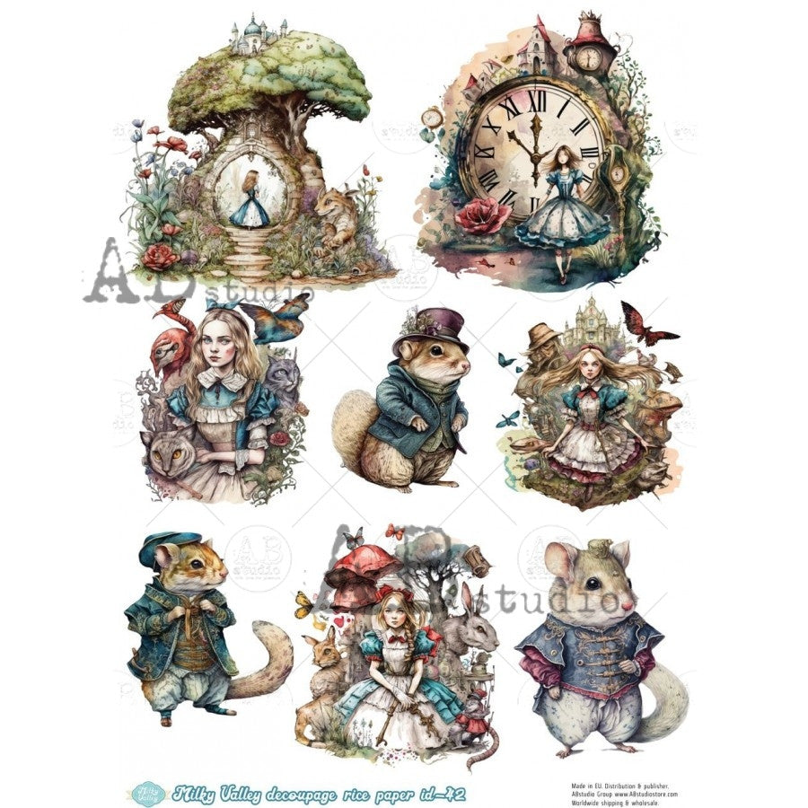 AB Studios Mice and Alice Themed A4 Rice Paper