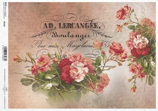 ITD Collection Lercangee Flowers Rice Paper A4 R1178
