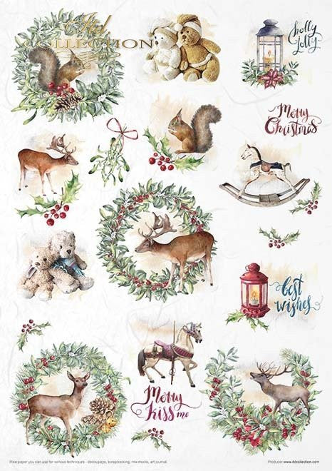 ITD Collection Rice Paper Pack of 11 Wonderful Christmas Time
