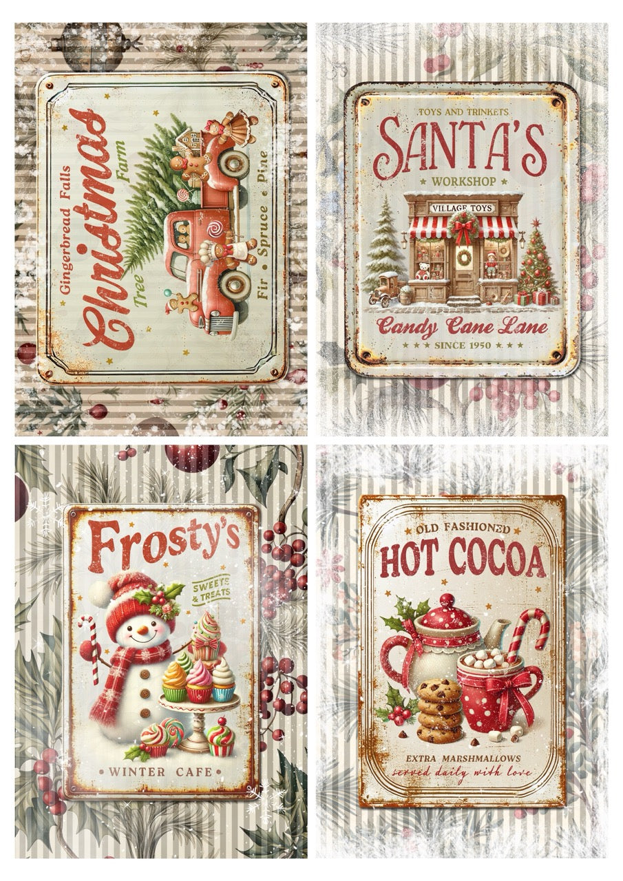 Christmas Signs 4 Pack - Christmas Collection - Iveta Ziedina