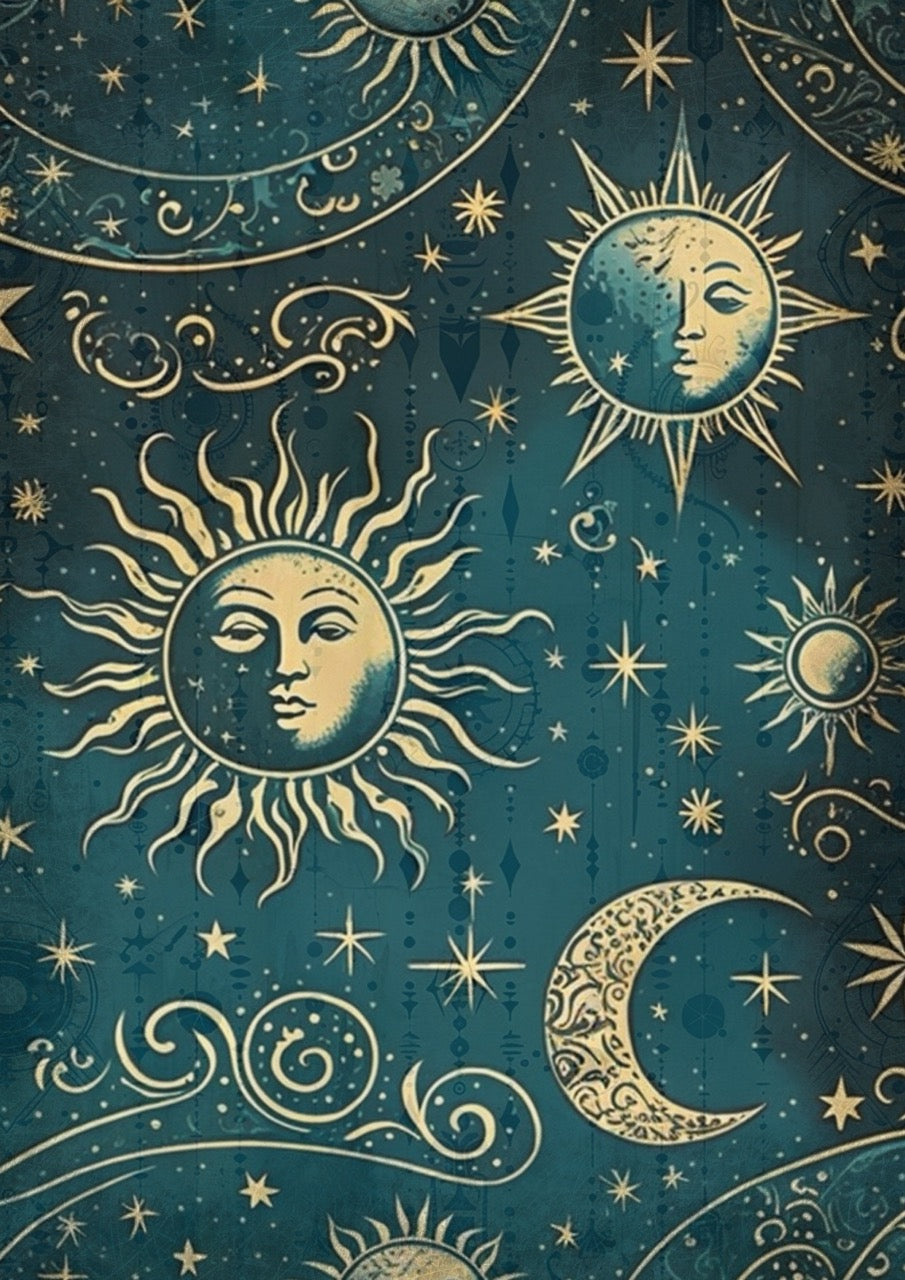 Celestial Suns and Moons Rice Paper - Iveta Ziedina