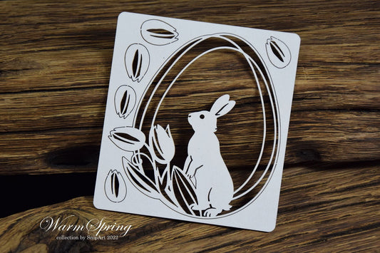 Snipart Warm Spring - Chipboard Easter Egg with Bunny