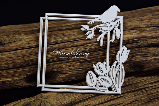 Snipart Warm Spring - Layered Chipboard Spring Square Frame