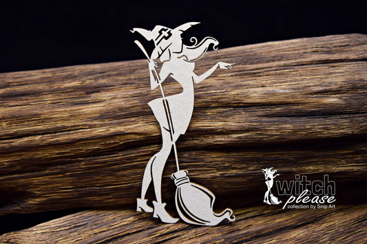 Snipart Witch Please Witch with a Broomstick Chipboard