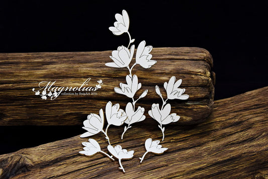 Snipart Magnolias - Twigs of Flowers Chipboard Set