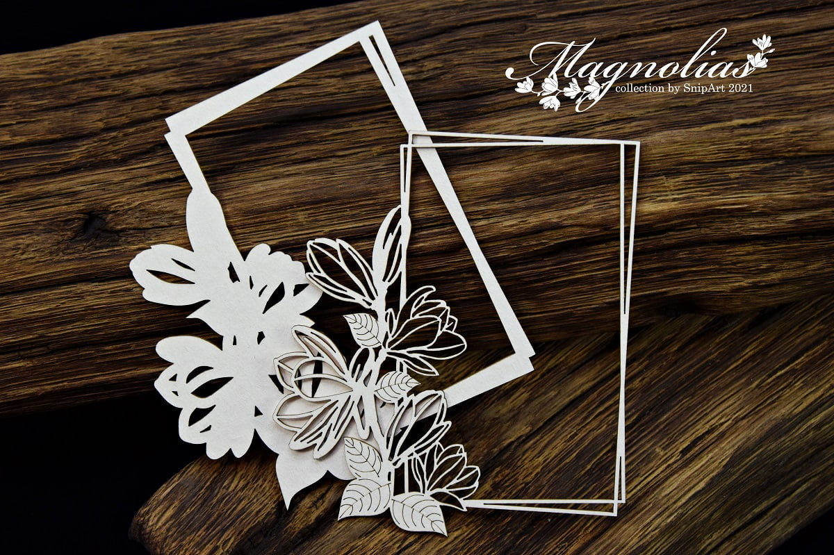 Snipart Magnolias Layered Frame Rectangle