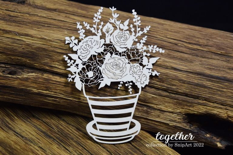 Snipart Together - Openwork Flowerpot with Roses